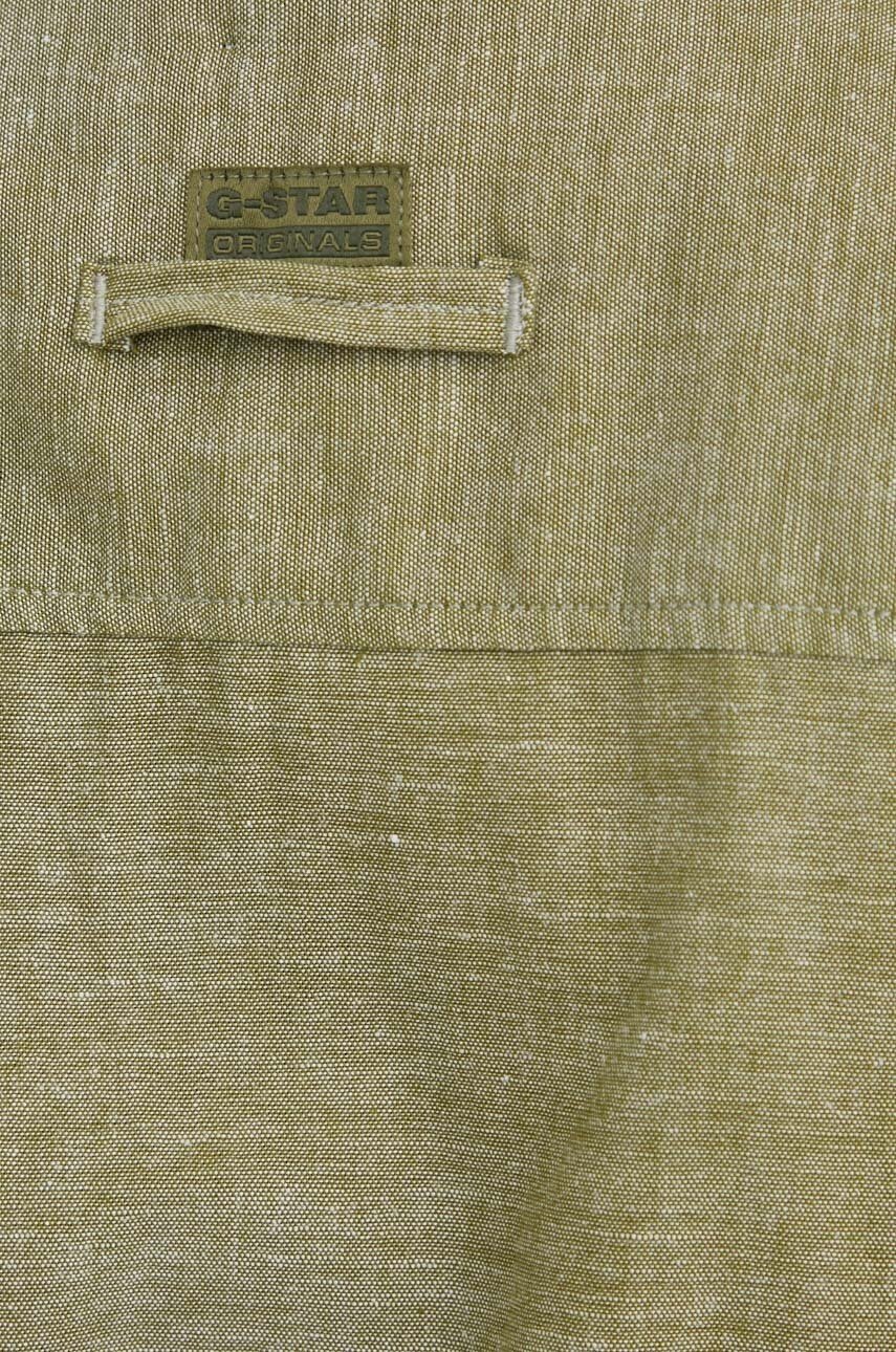 G-Star Raw Рокля с лен в зелено къс модел разкроен модел - Pepit.bg
