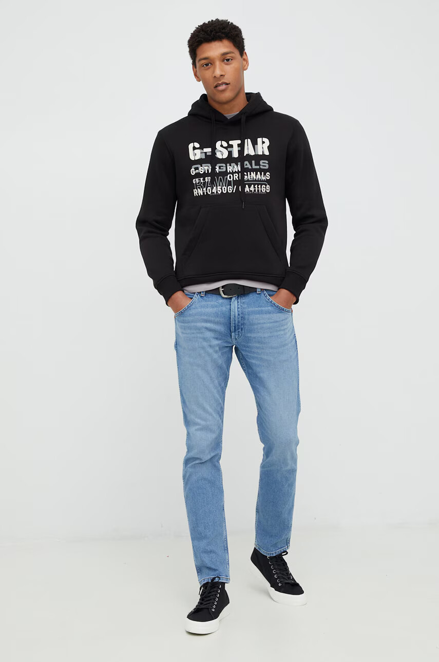 G-Star Raw Суичър в черно с изчистен дизайн - Pepit.bg