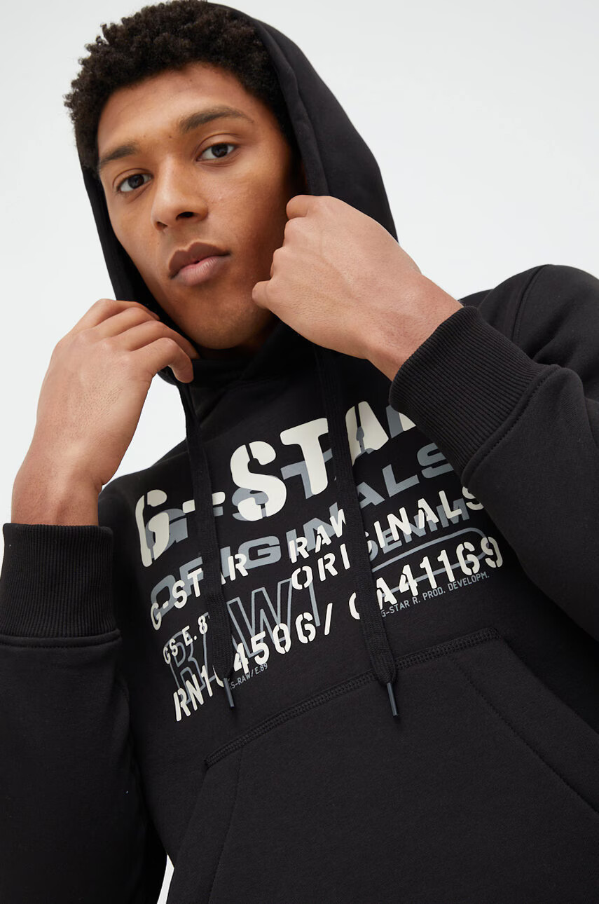 G-Star Raw Суичър в черно с изчистен дизайн - Pepit.bg
