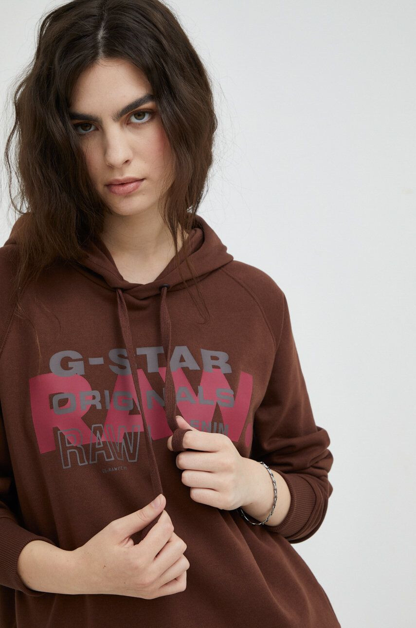 G-Star Raw Суичър в кафяво с принт - Pepit.bg