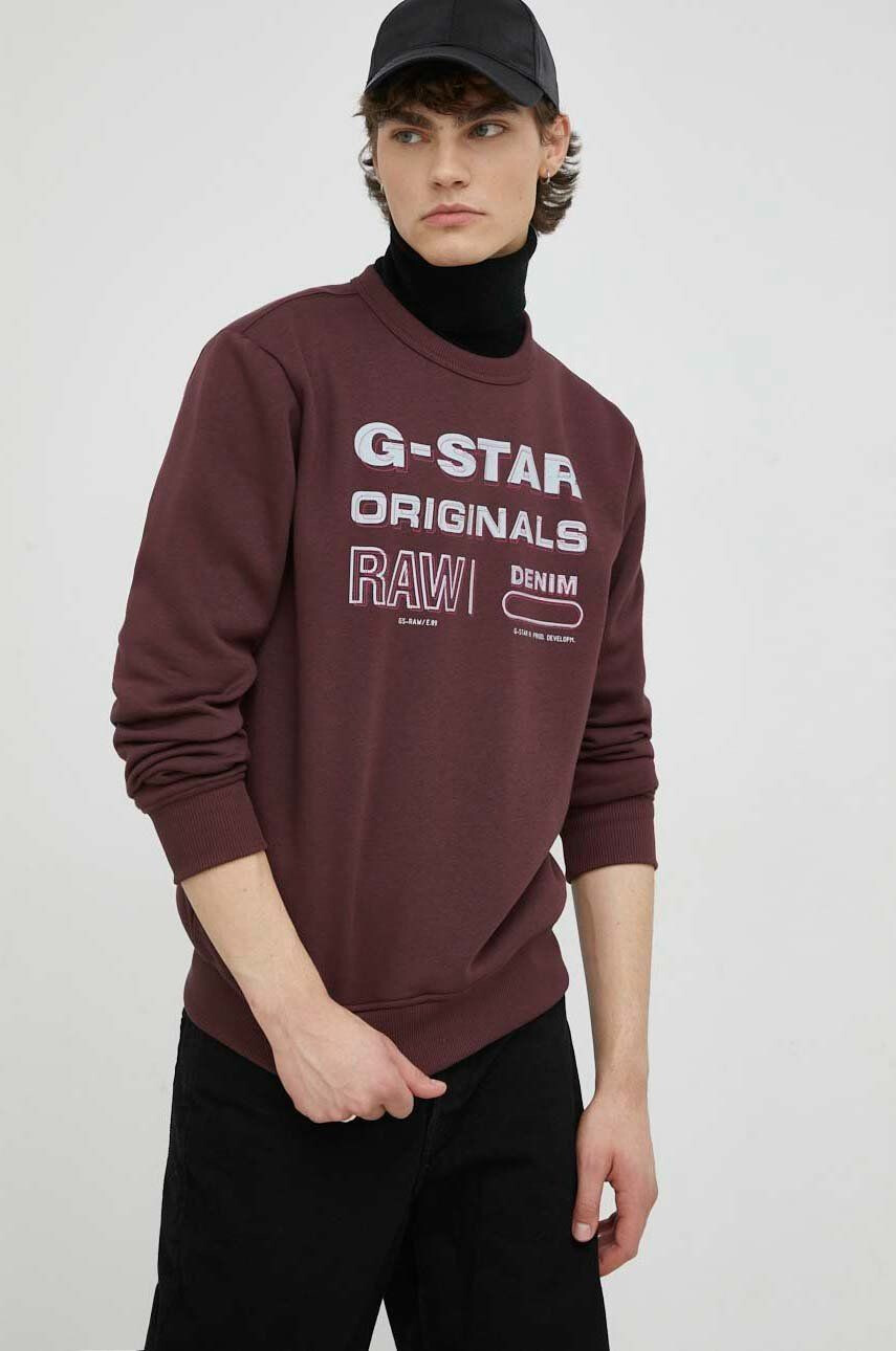 G-Star Raw Суичър в бордо с принт - Pepit.bg