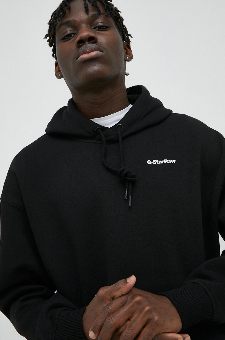 G-Star Raw Суичър в черно с качулка с принт - Pepit.bg
