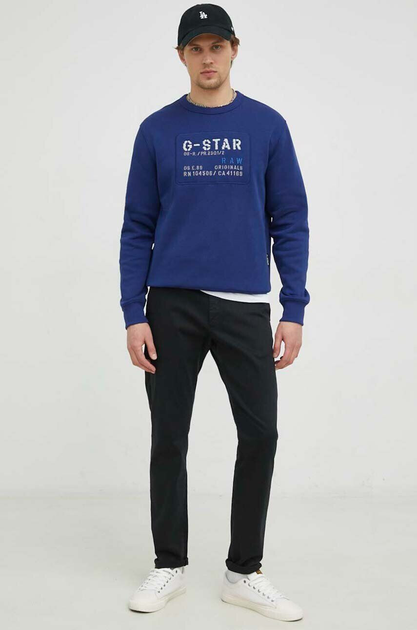 G-Star Raw Суичър в тъмносиньо с апликация - Pepit.bg