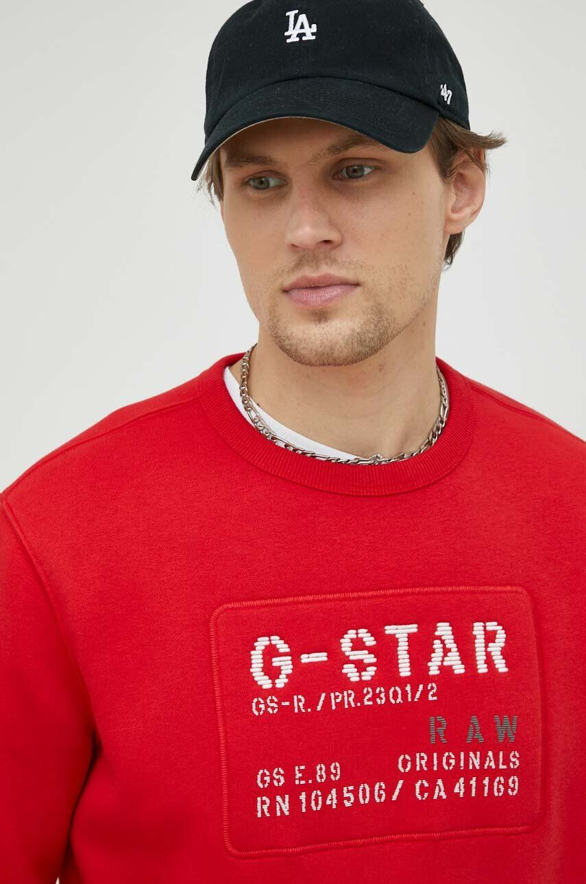 G-Star Raw Суичър в червено с апликация - Pepit.bg