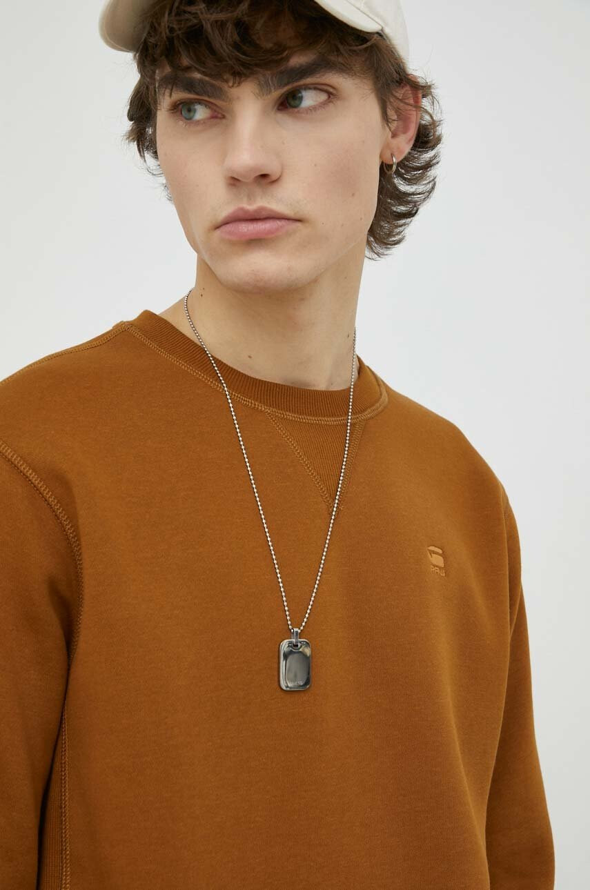 G-Star Raw Суичър в кафяво с изчистен дизайн - Pepit.bg