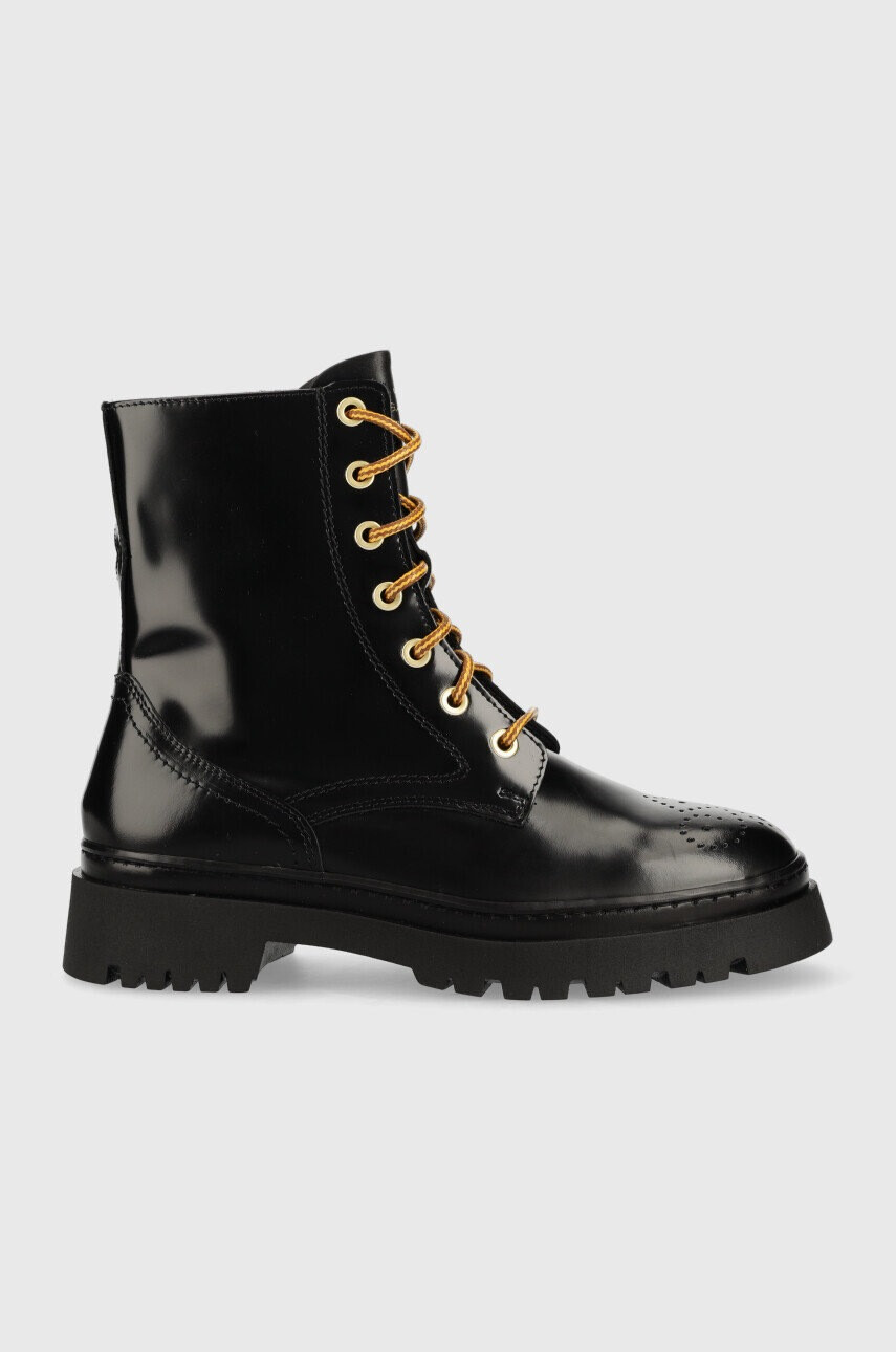 Gant Кожени кубинки Aligrey в черно с равна подметка - Pepit.bg