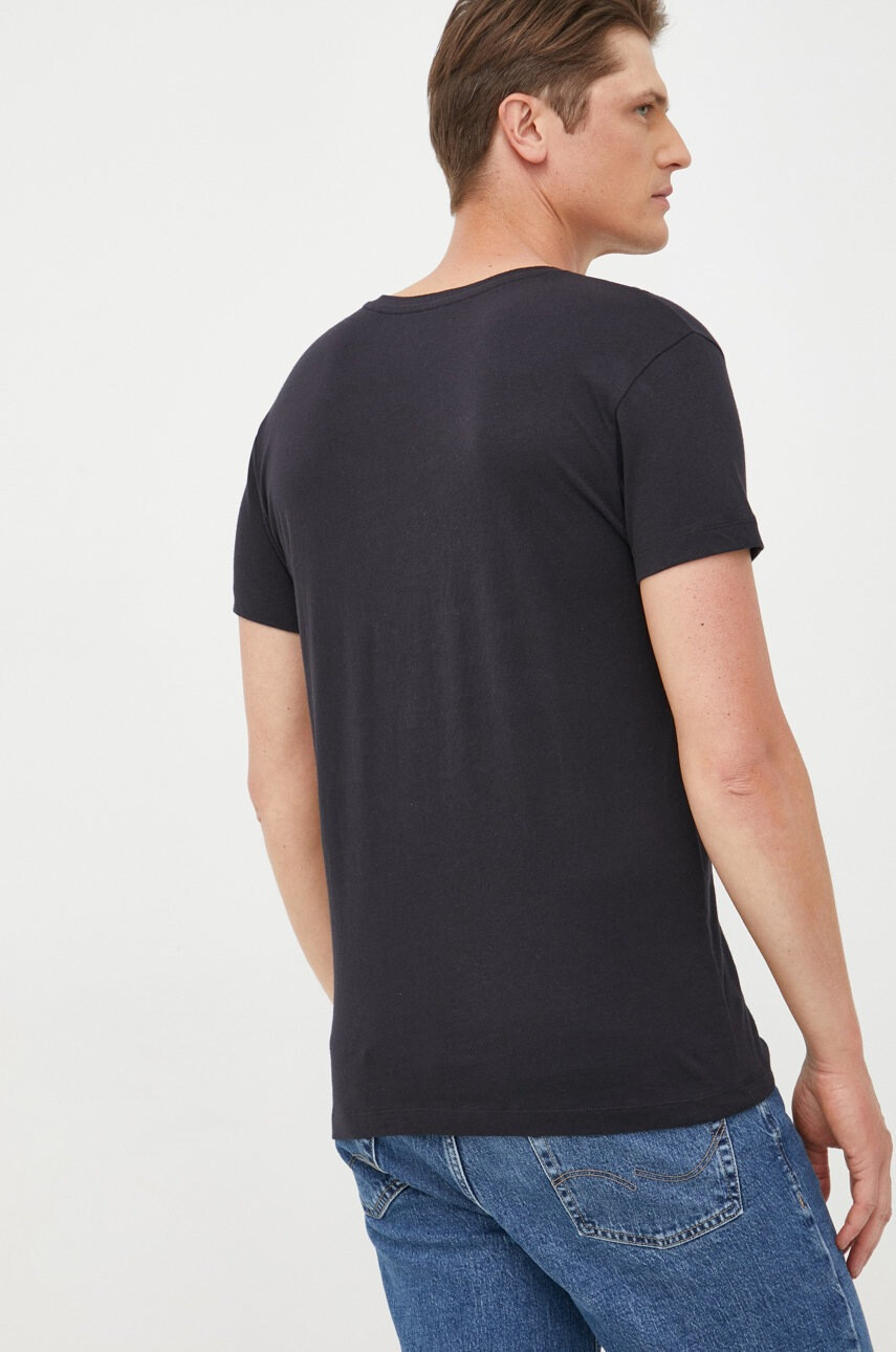 Gant Памучна тениска (2-pack) в черно с изчистен дизайн - Pepit.bg
