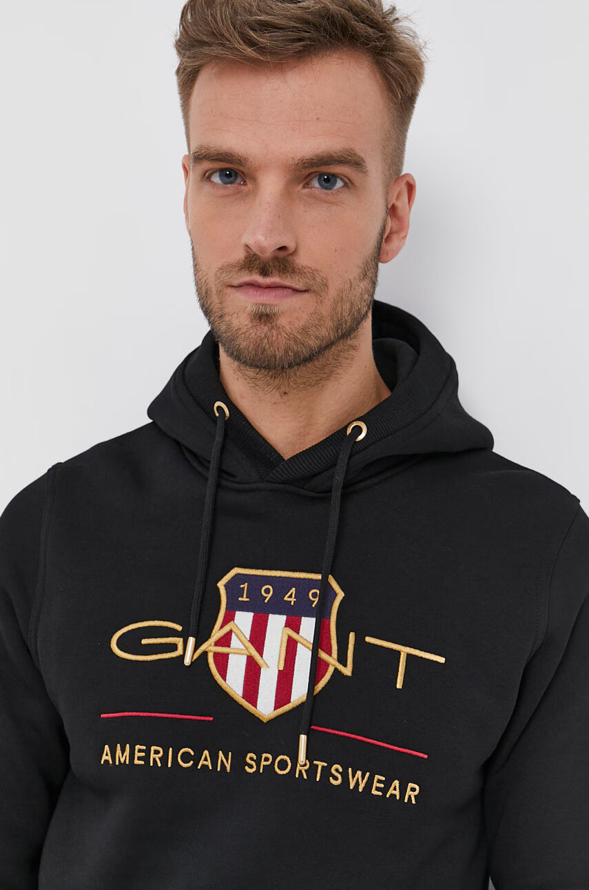 Gant Суичър мъжки в черно с апликация - Pepit.bg