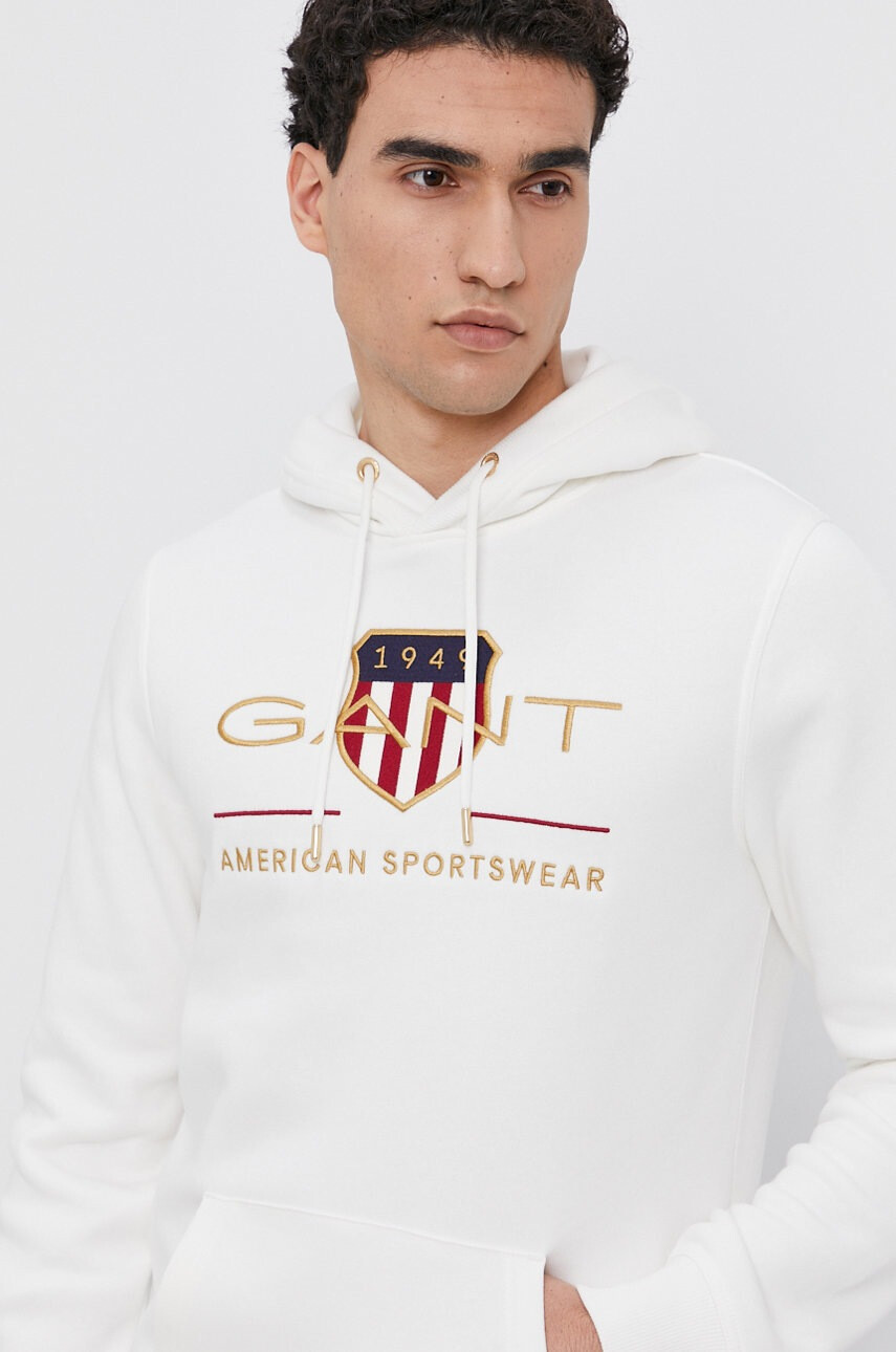 Gant Суичър мъжки в бяло с апликация - Pepit.bg