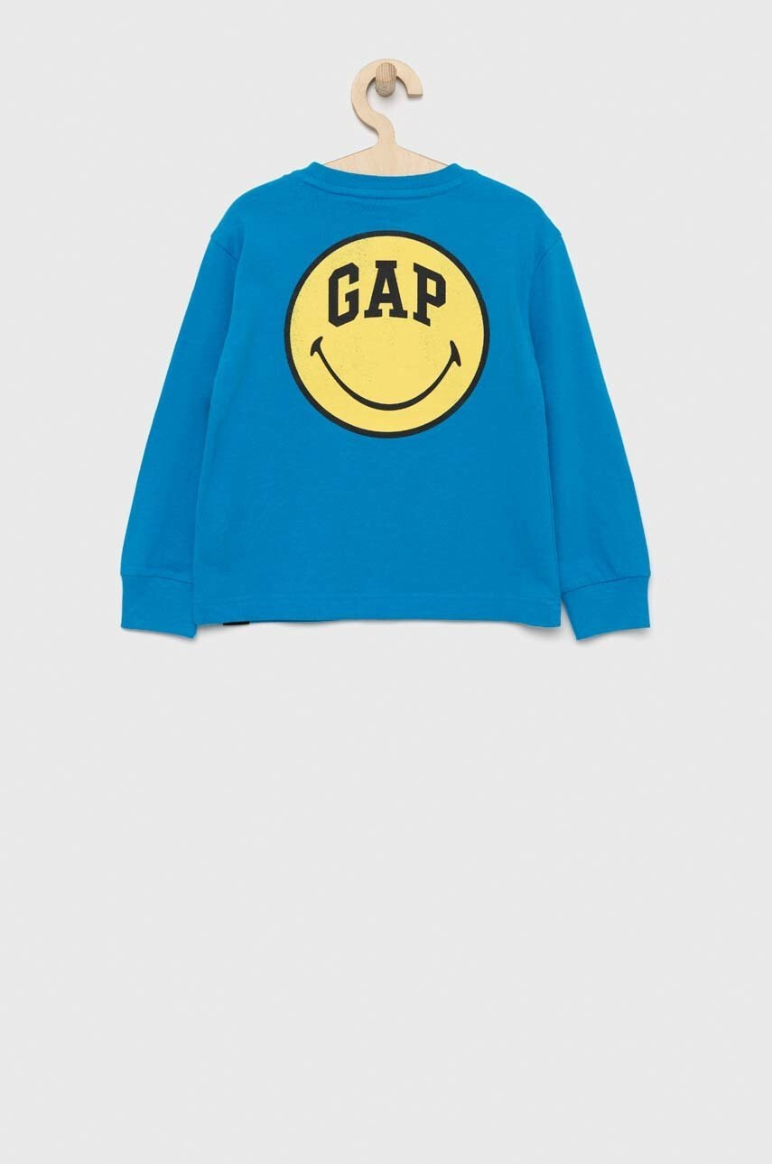 Gap Детска блуза с дълги ръкави X Smiley в синьо с принт - Pepit.bg