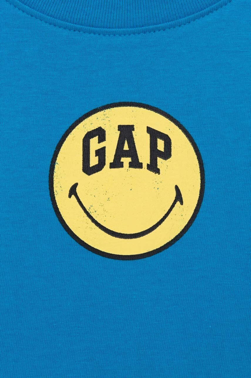 Gap Детска блуза с дълги ръкави X Smiley в синьо с принт - Pepit.bg