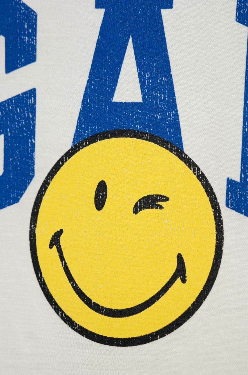 Gap Детска блуза с дълги ръкави x smiley world в бяло с принт - Pepit.bg