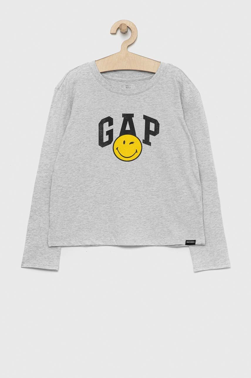Gap Детска блуза с дълги ръкави x smiley world в сиво - Pepit.bg