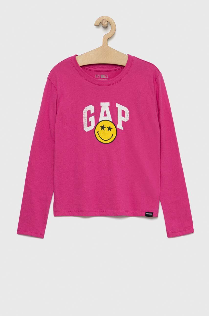 Gap Детска блуза с дълги ръкави x smiley world в розово - Pepit.bg