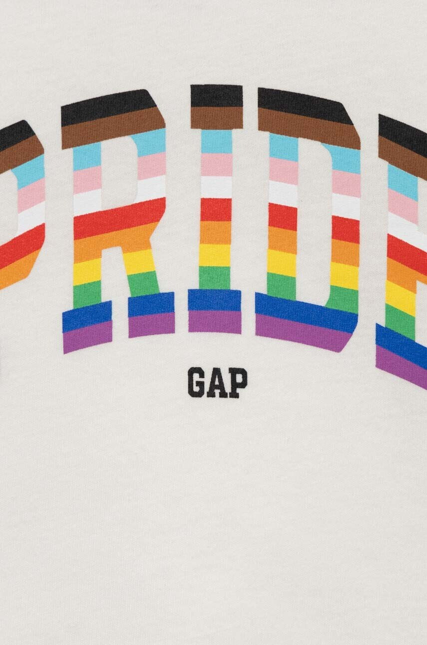 Gap Детска памучна тениска в бяло с принт - Pepit.bg
