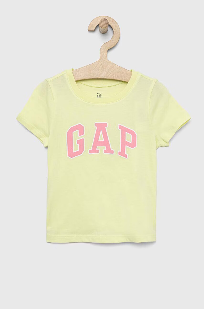 Gap Детска памучна тениска в жълто - Pepit.bg