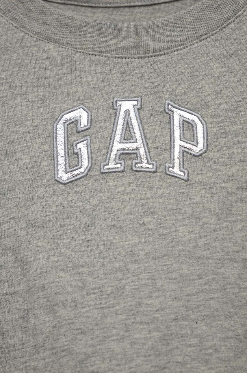 Gap Детска памучна тениска в сиво - Pepit.bg