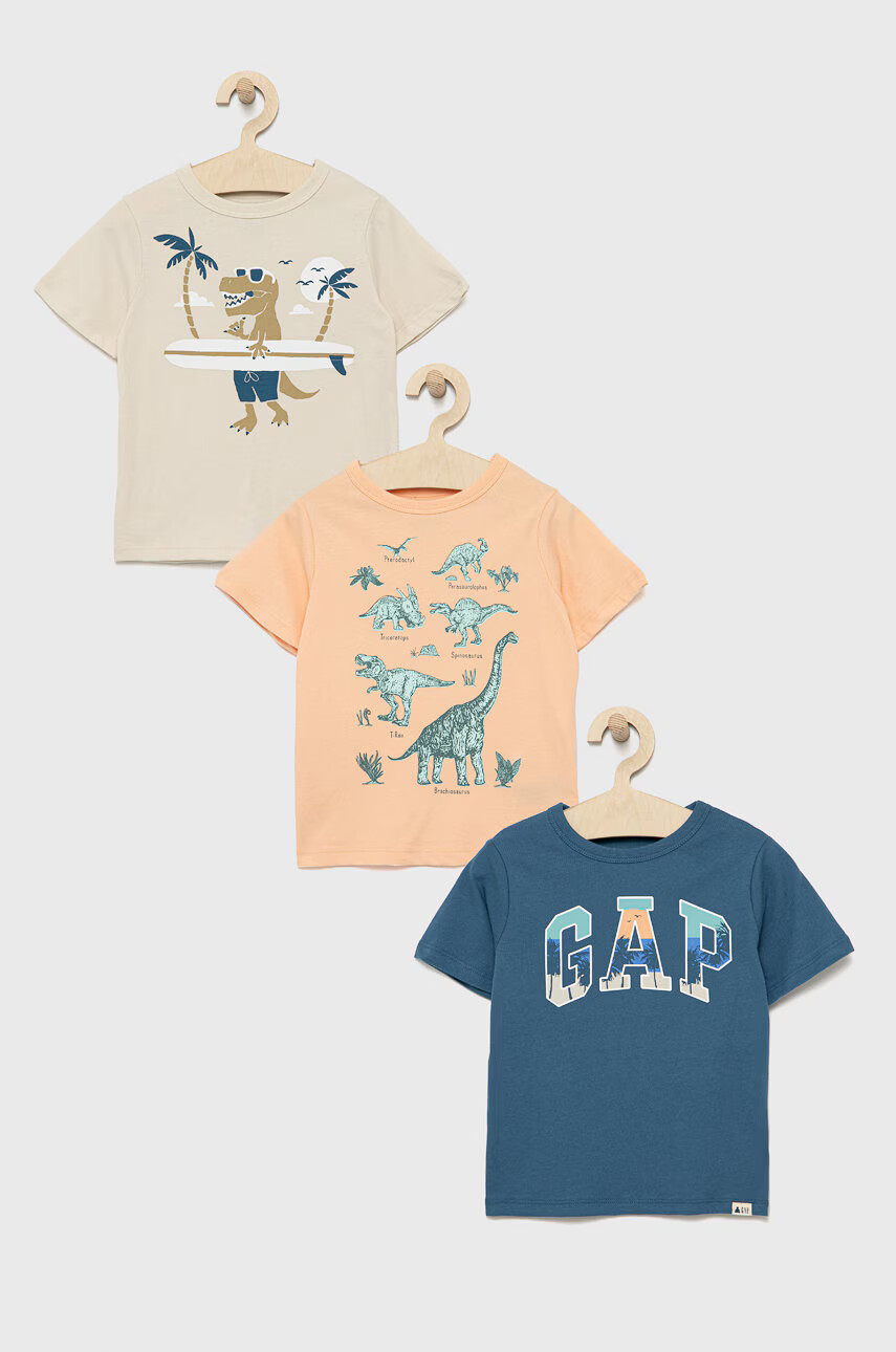 Gap Детска памучна тениска (3-pack) с принт - Pepit.bg