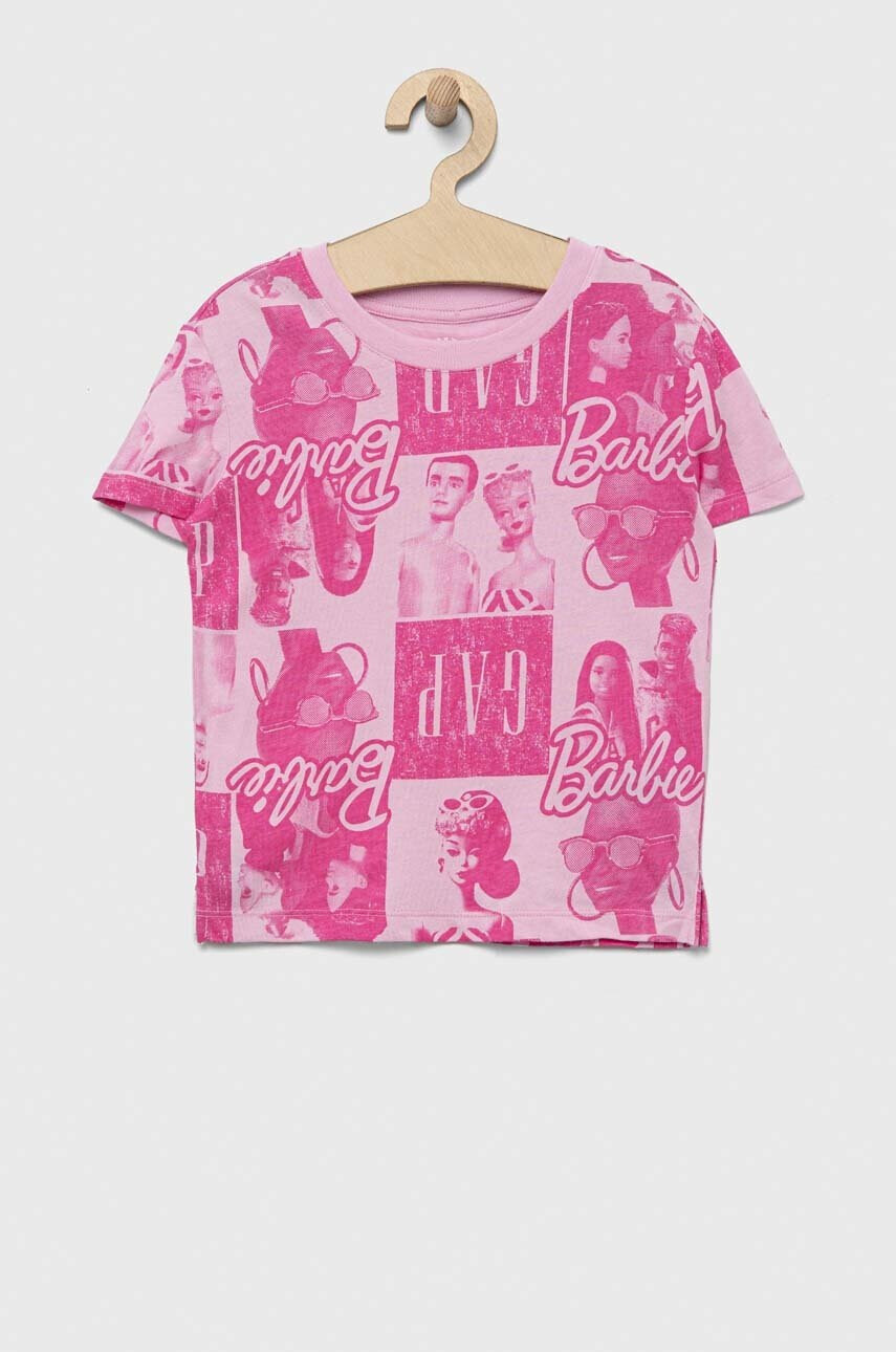 Gap Детска памучна тениска x Barbie в розово - Pepit.bg