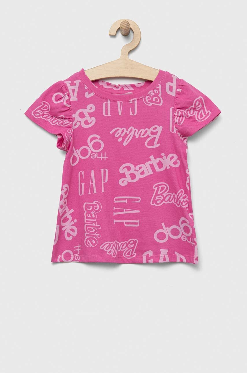 Gap Детска памучна тениска x Barbie в лилаво - Pepit.bg
