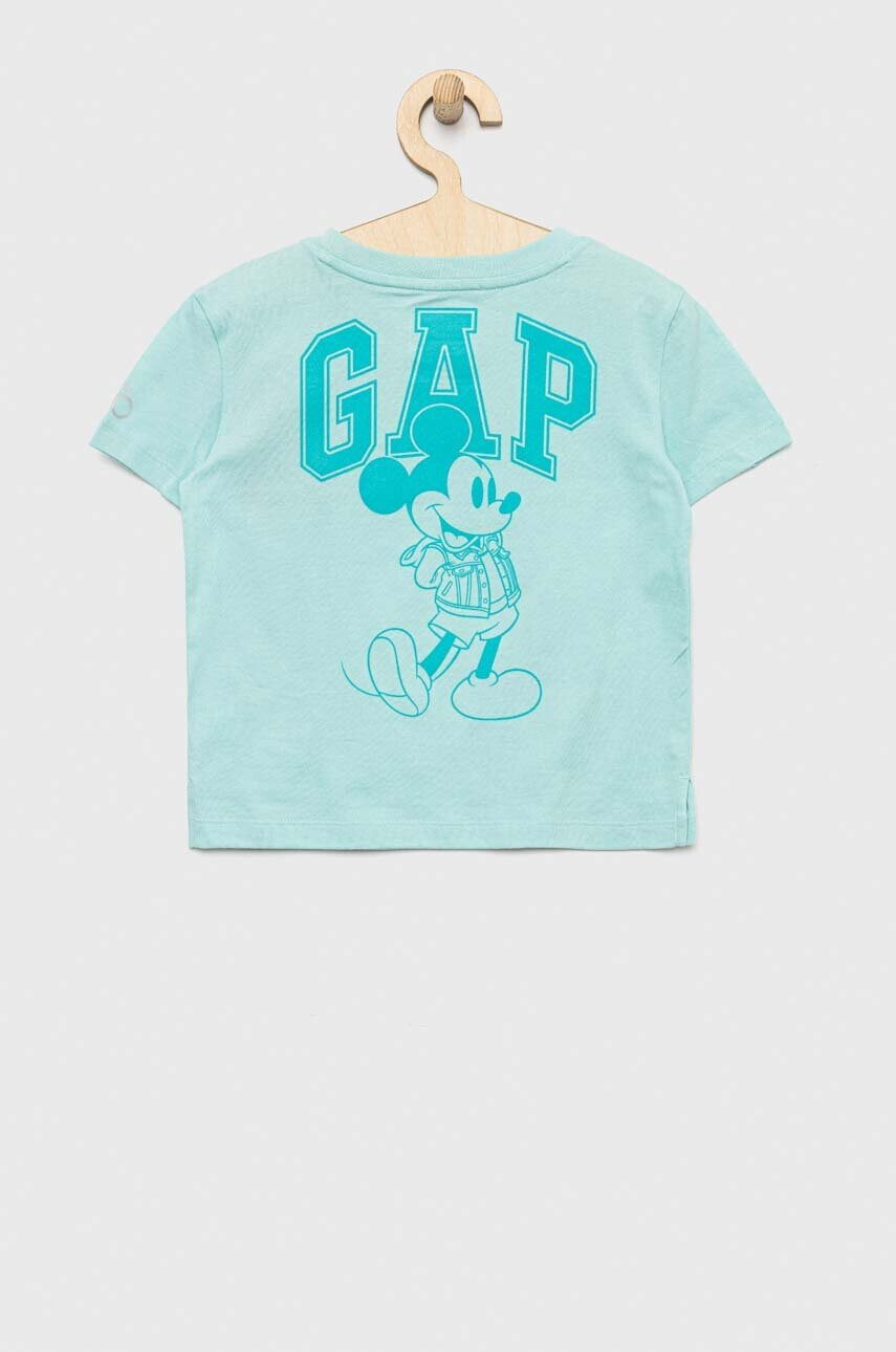 Gap Детска памучна тениска x Disney в тюркоазено - Pepit.bg