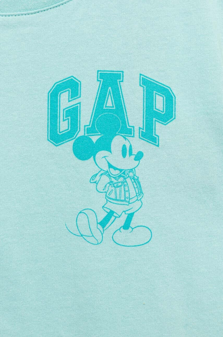 Gap Детска памучна тениска x Disney в тюркоазено - Pepit.bg