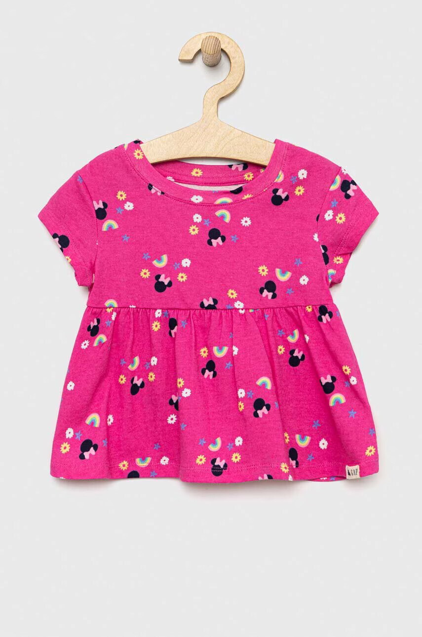 Gap Детска памучна тениска x Disney в розово - Pepit.bg