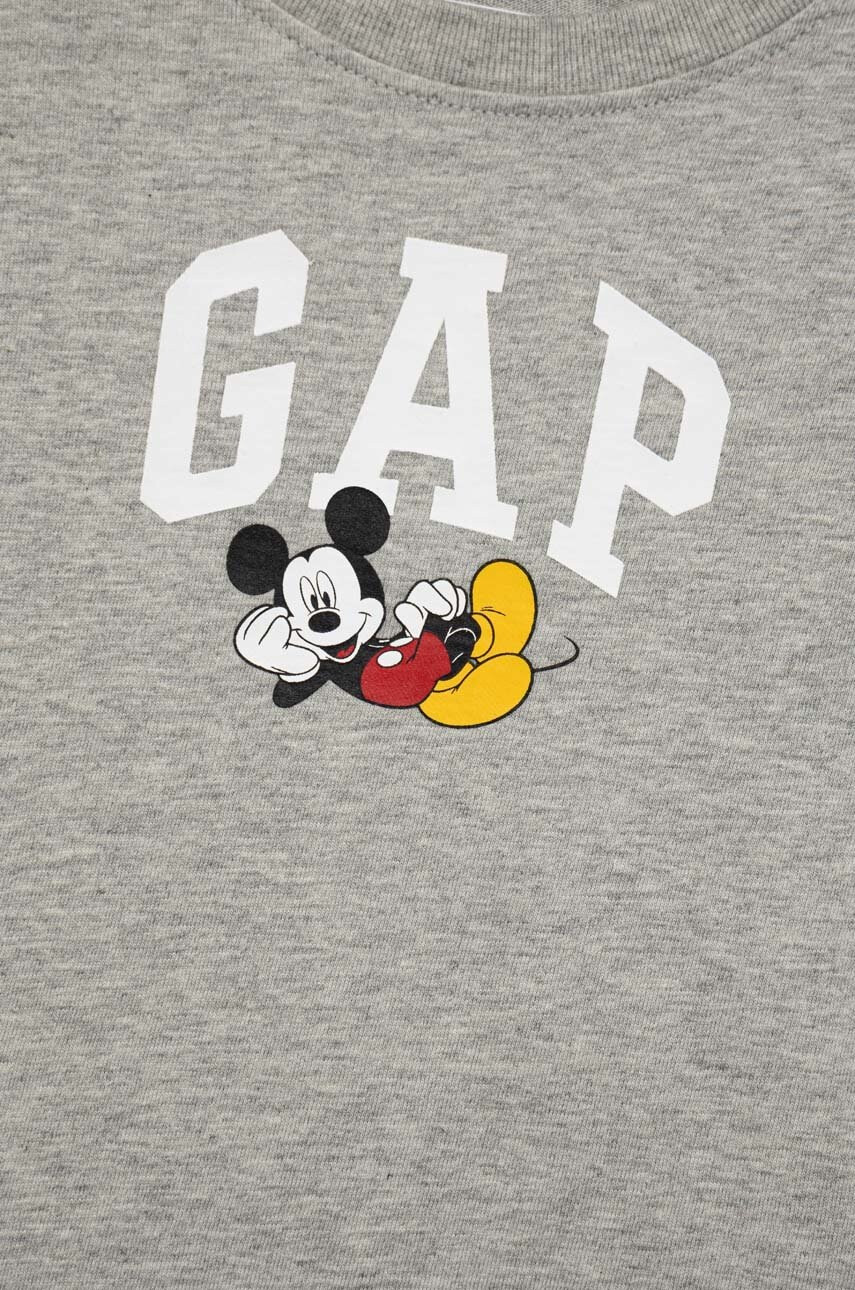Gap Детска памучна тениска X Disney в сиво с принт - Pepit.bg
