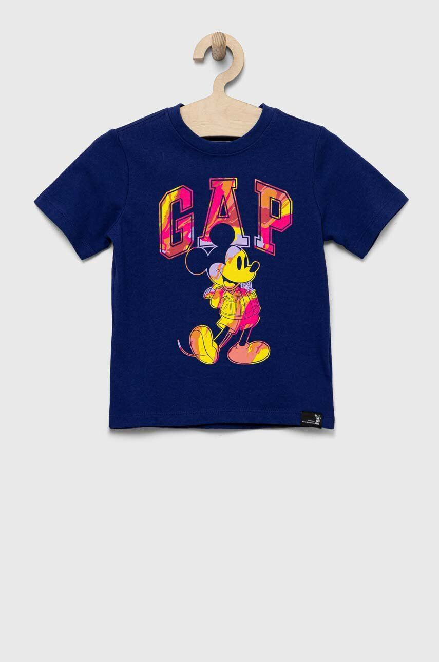 Gap Детска памучна тениска x Disney в тъмносиньо с принт - Pepit.bg