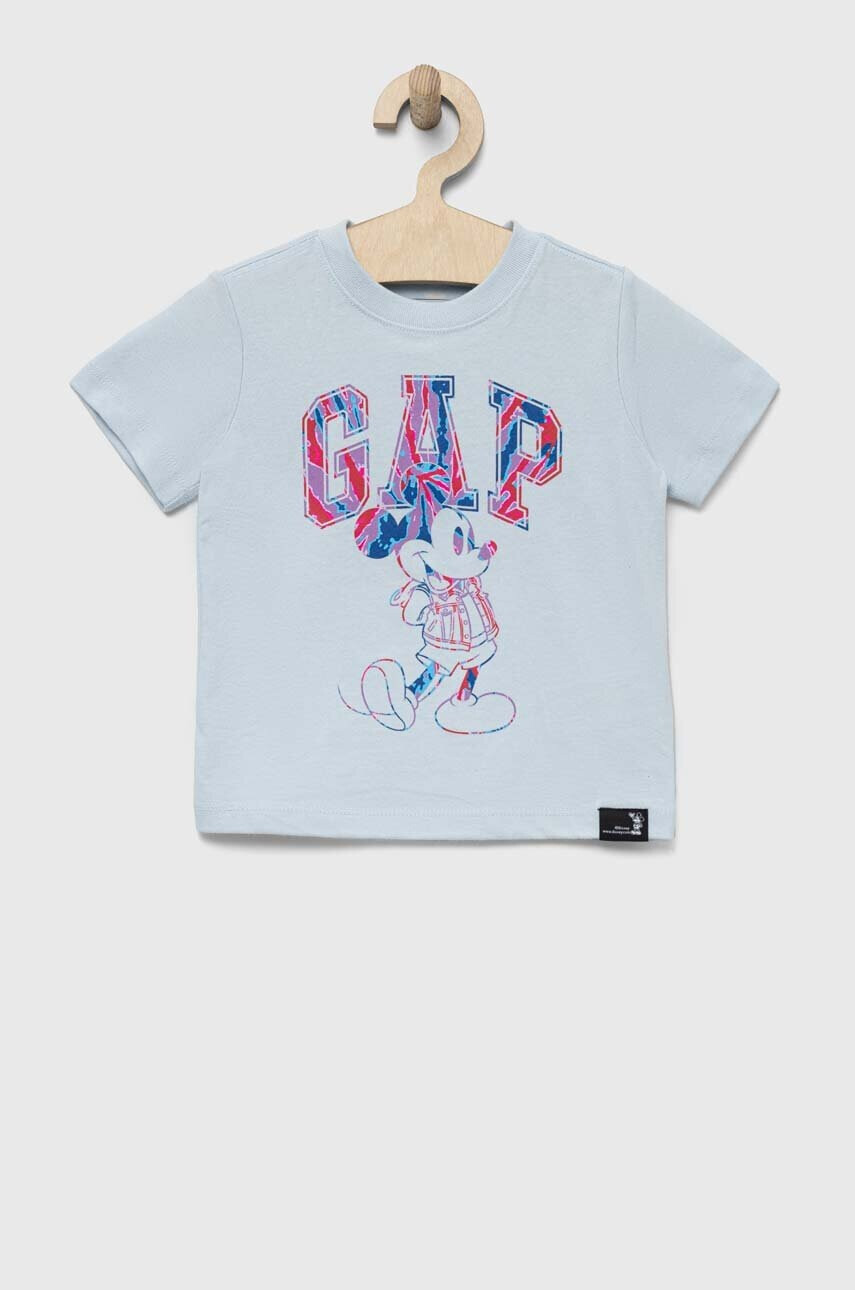 Gap Детска памучна тениска x Disney в синьо с принт - Pepit.bg