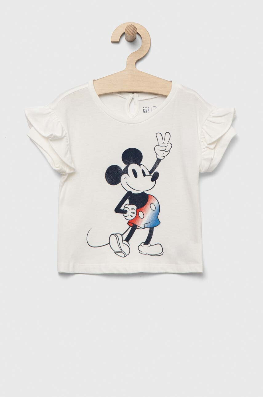 Gap Детска памучна тениска x Disney в бежово - Pepit.bg