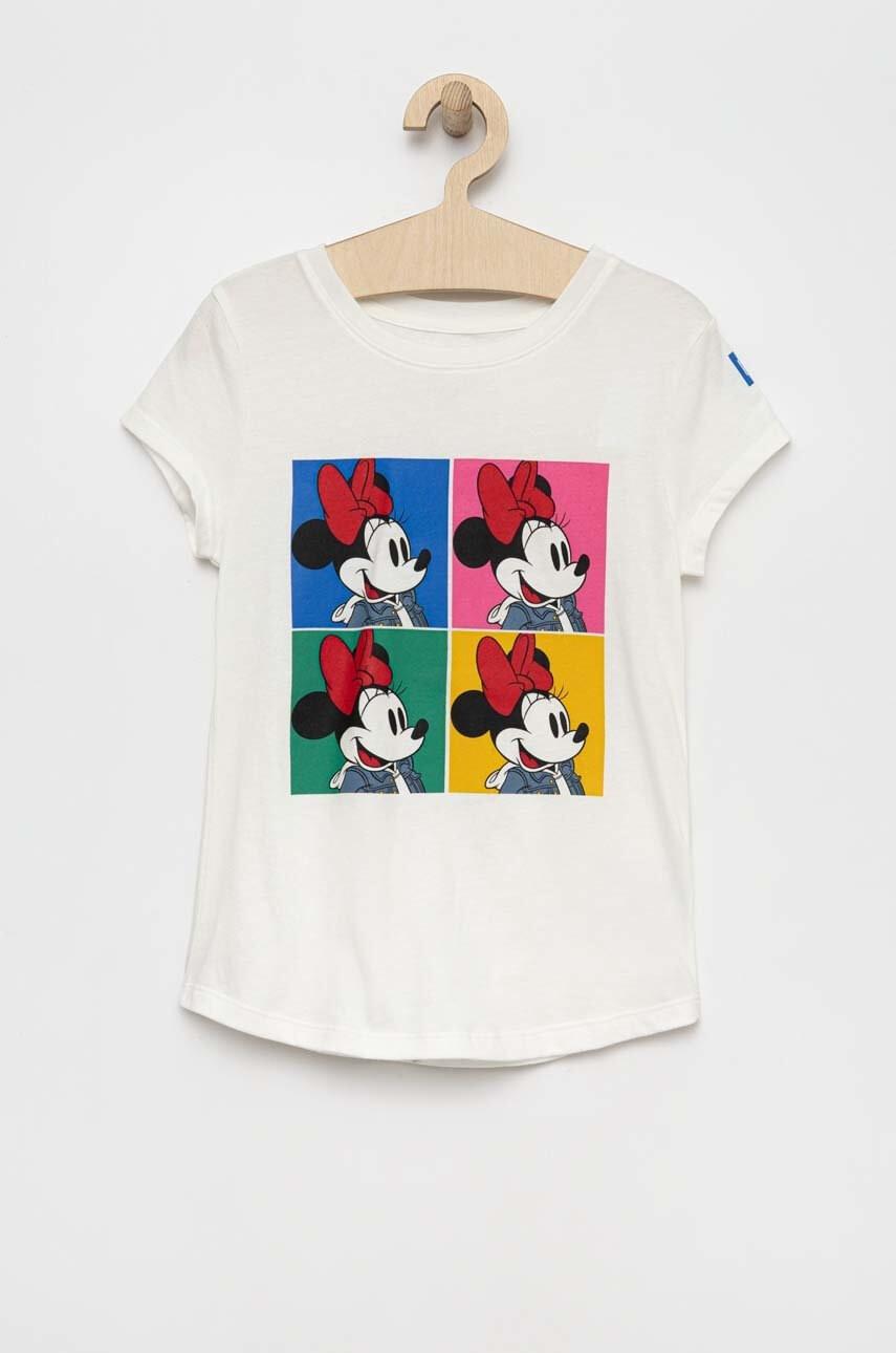 Gap Детска памучна тениска X Disney в бяло - Pepit.bg