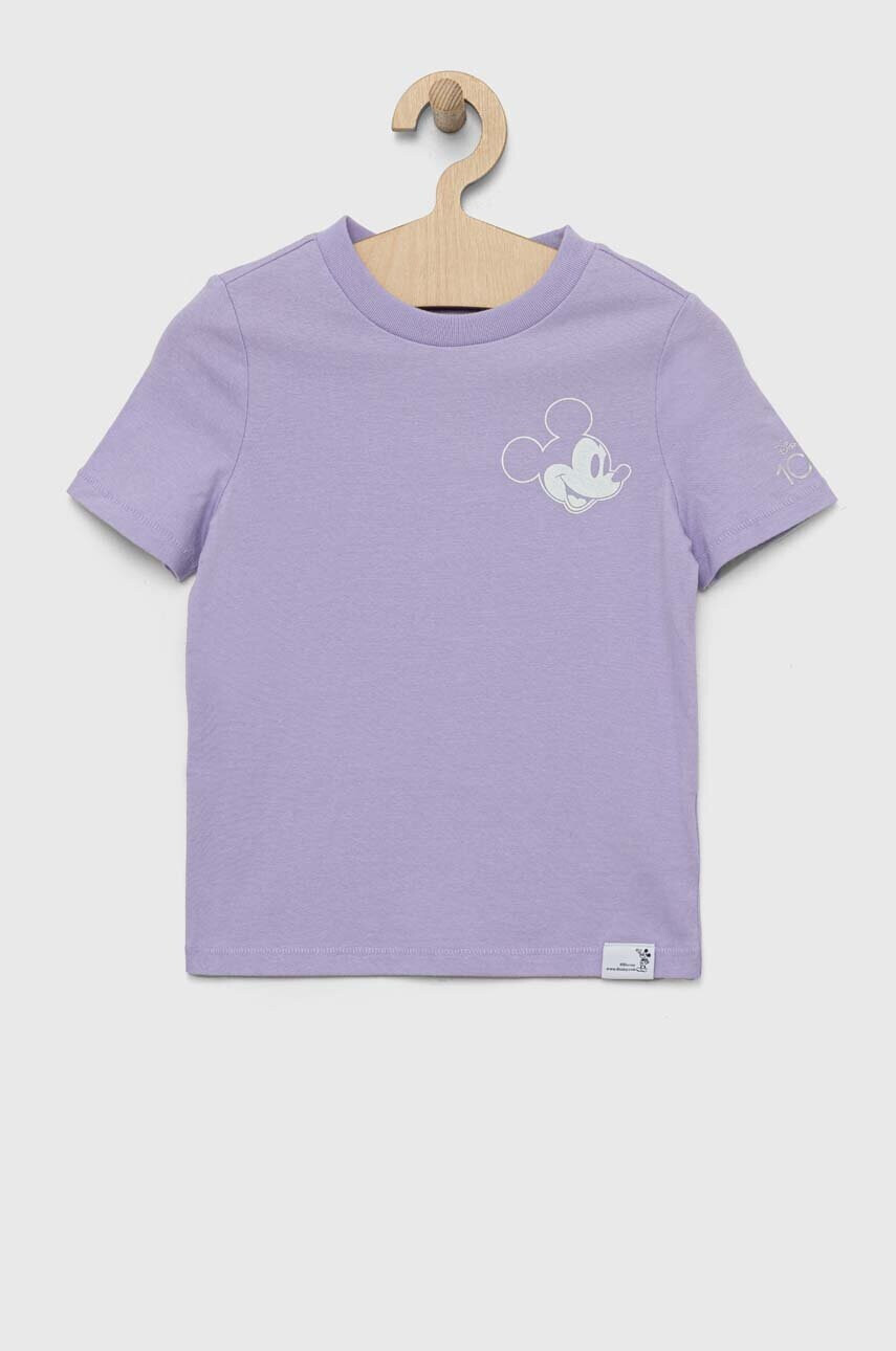Gap Детска памучна тениска x Disney в лилаво с принт - Pepit.bg