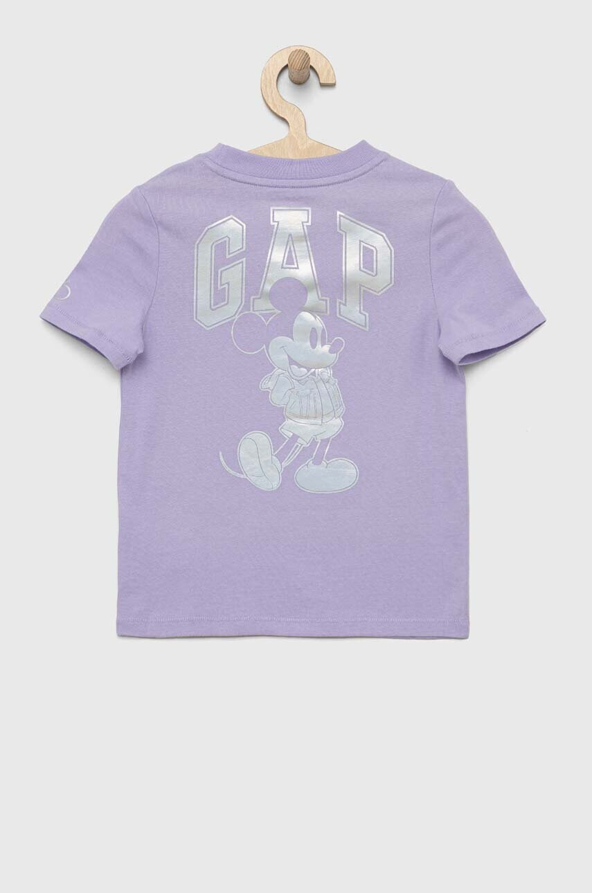 Gap Детска памучна тениска x Disney в лилаво с принт - Pepit.bg