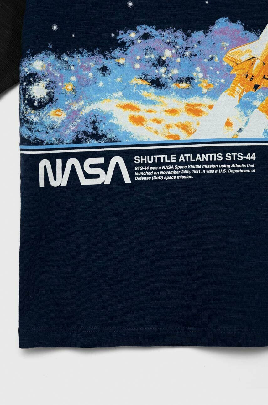 Gap Детска памучна тениска x NASA в тъмносиньо с принт - Pepit.bg