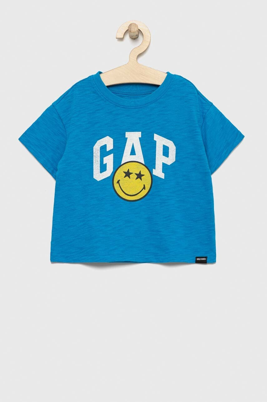Gap Детска памучна тениска x smiley world - Pepit.bg