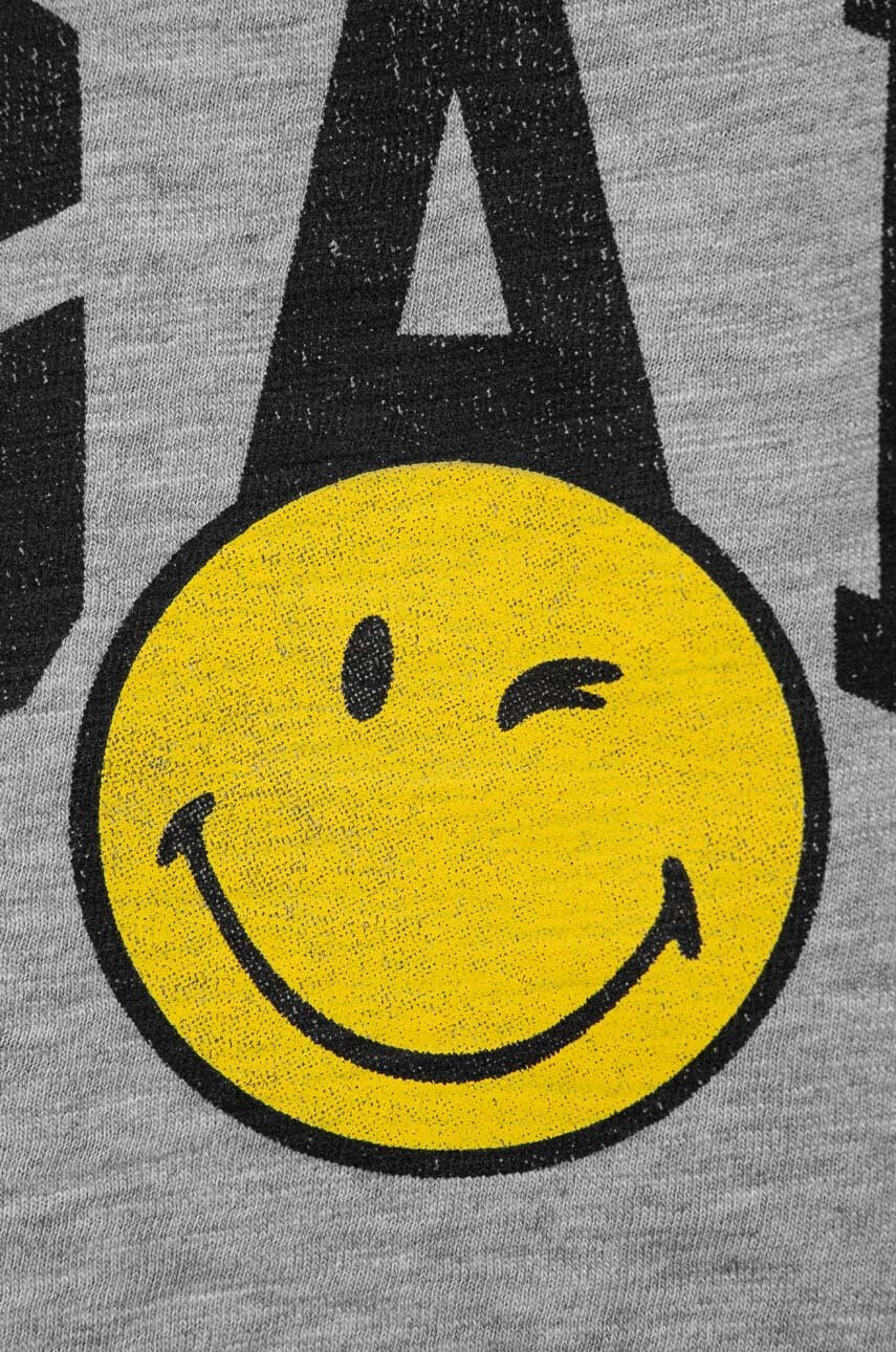 Gap Детска памучна тениска x smiley world в сиво - Pepit.bg