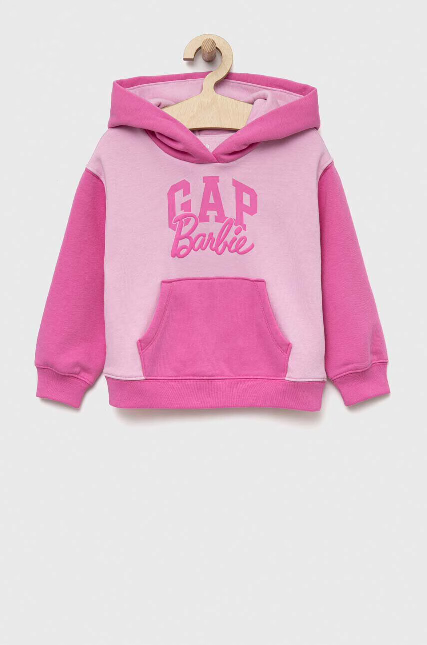 Gap Детски суичър x Barbie в лилаво с качулка с десен - Pepit.bg