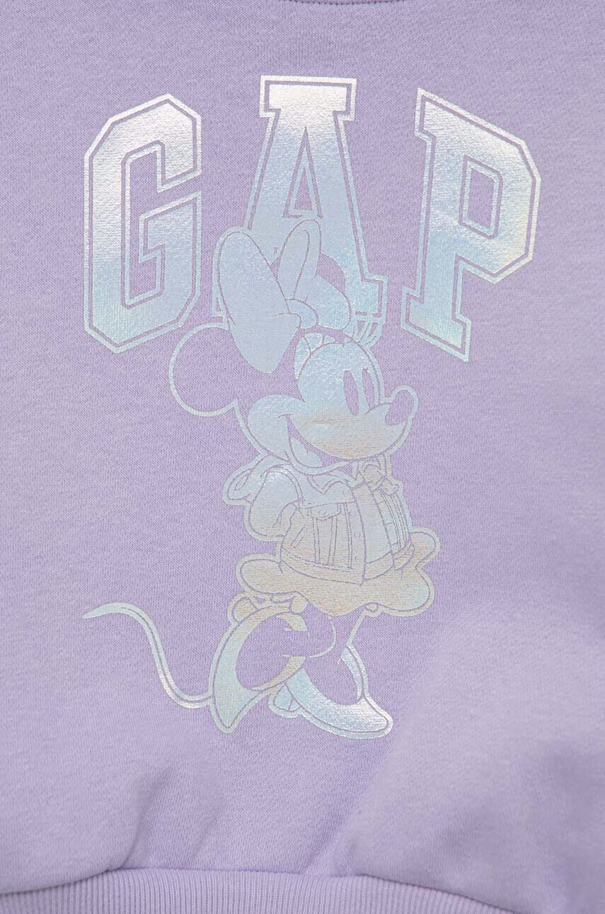 Gap Детски суичър x Disney в лилаво с принт - Pepit.bg