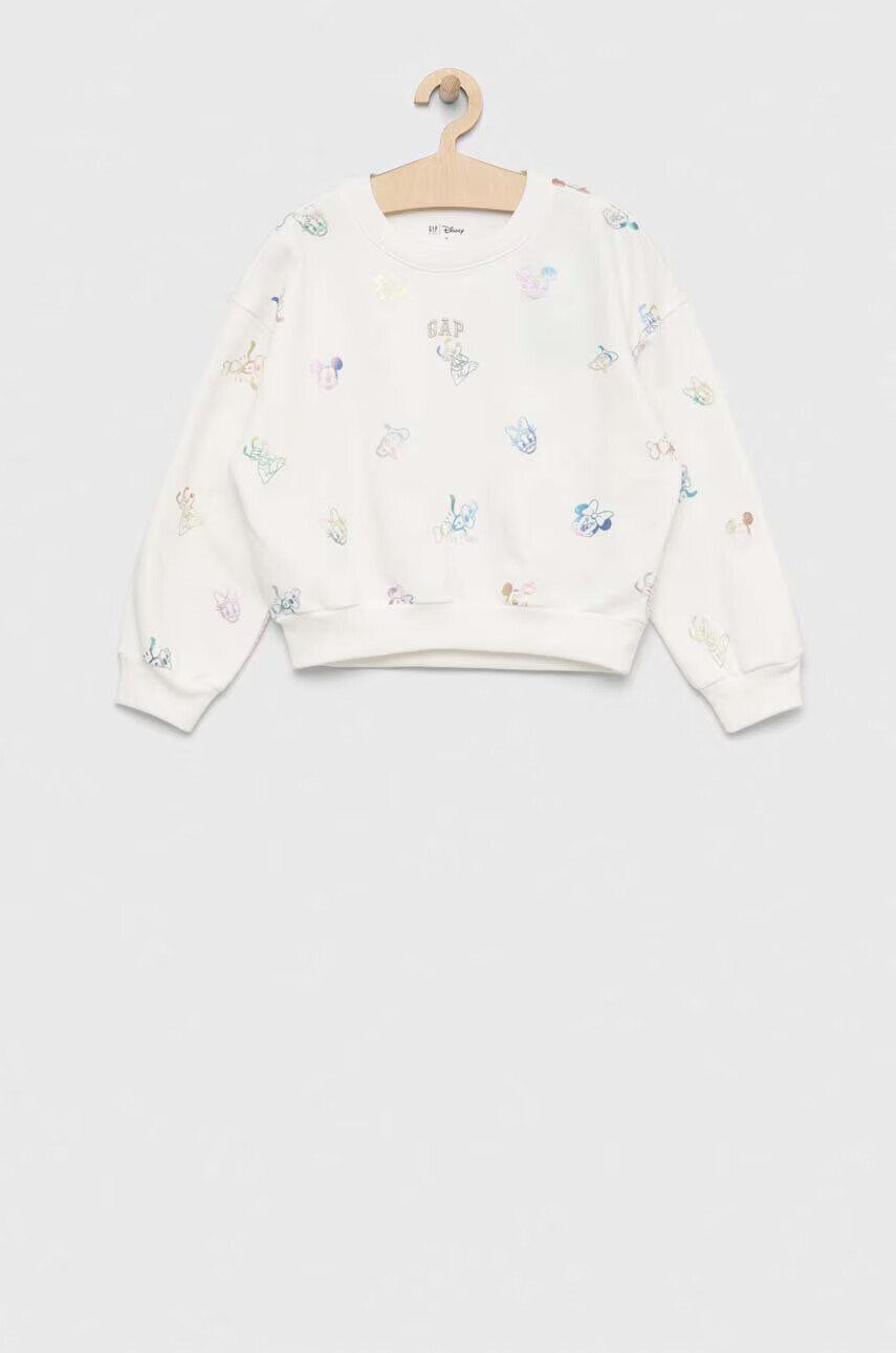Gap Детски суичър x Disney в бяло с десен - Pepit.bg