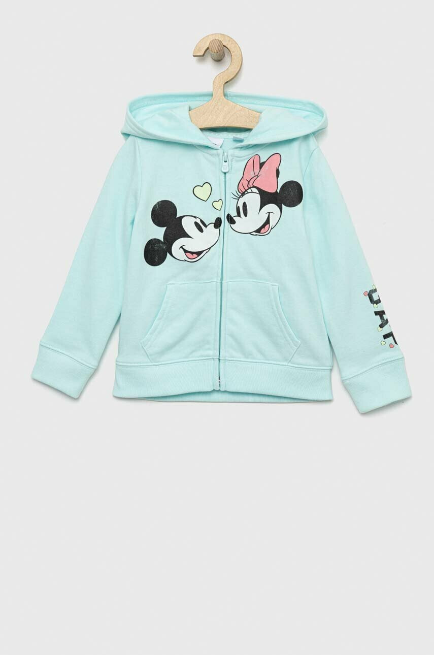 Gap Детски суичър x Disney в синьо с качулка с принт - Pepit.bg