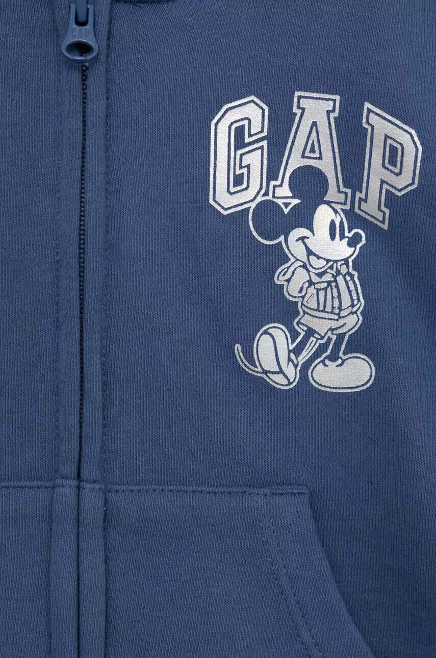 Gap Детски суичър x Disney в синьо с качулка с принт - Pepit.bg
