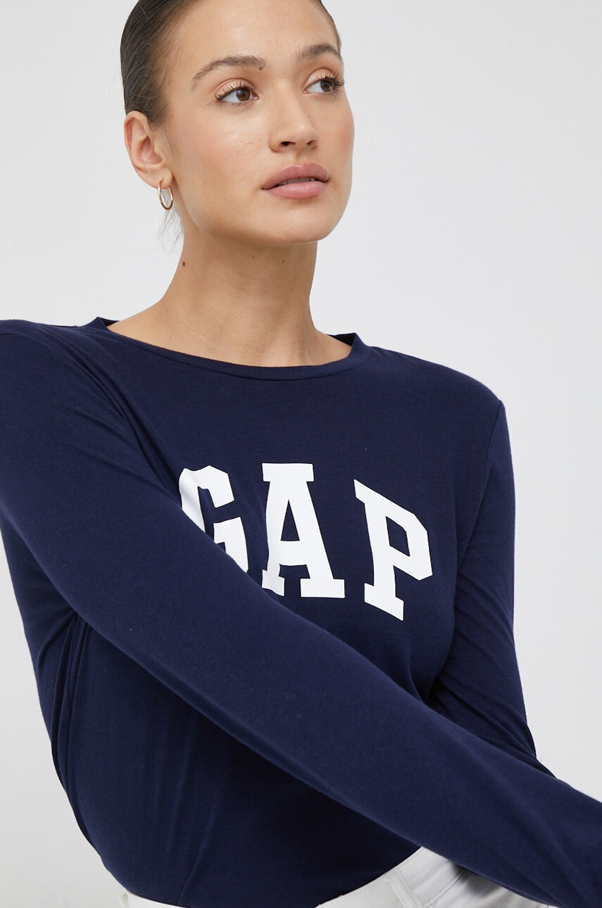 Gap Памучна блуза с дълги ръкави (2-pack) в тъмносиньо - Pepit.bg