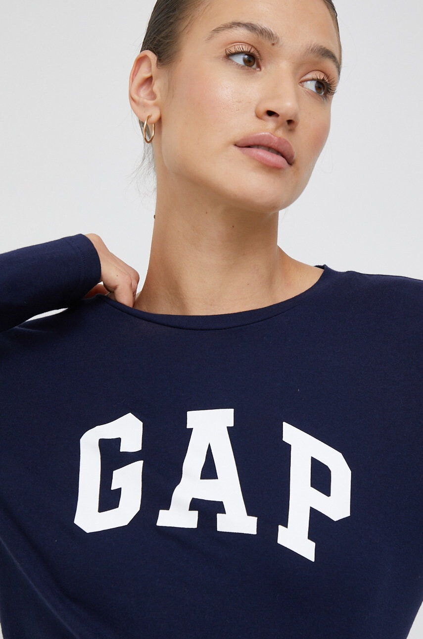 Gap Памучна блуза с дълги ръкави (2-pack) в тъмносиньо - Pepit.bg