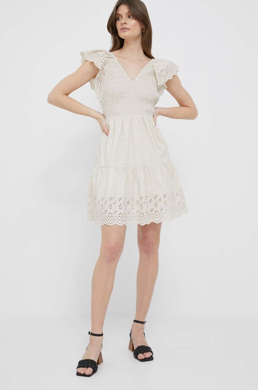 Gap Памучна рокля в розово къс модел разкроен модел - Pepit.bg