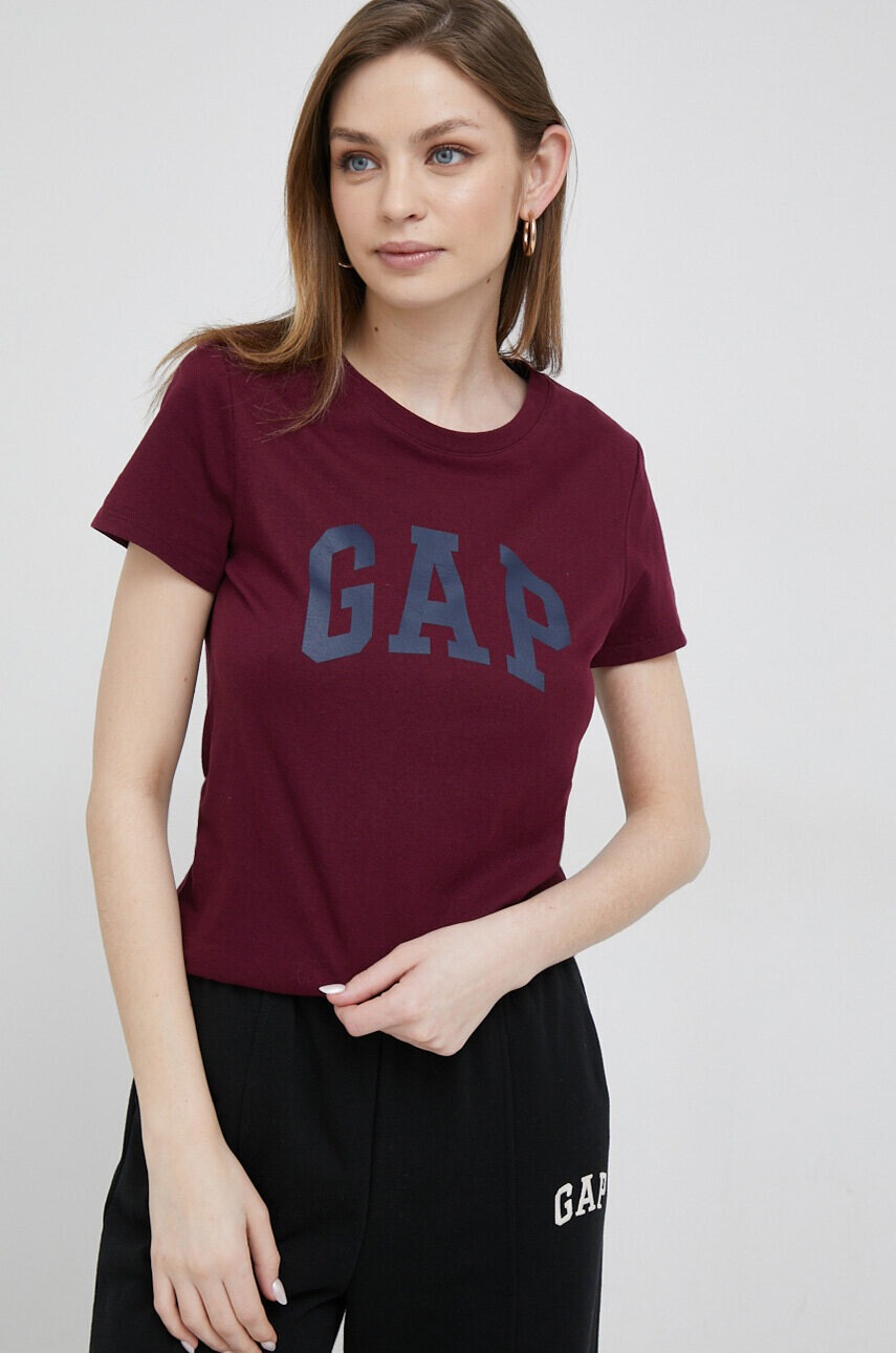 Gap Памучна тениска в бордо - Pepit.bg