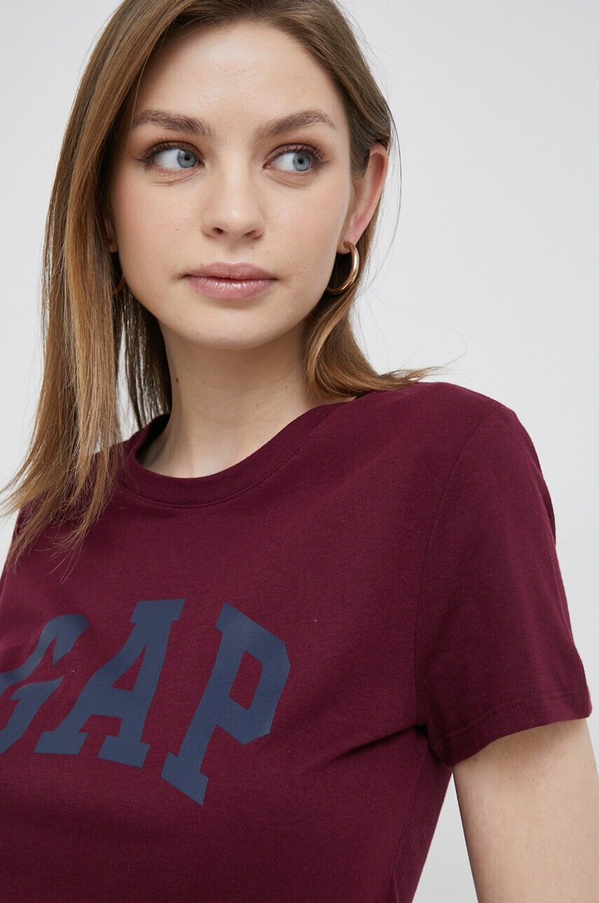 Gap Памучна тениска в бордо - Pepit.bg