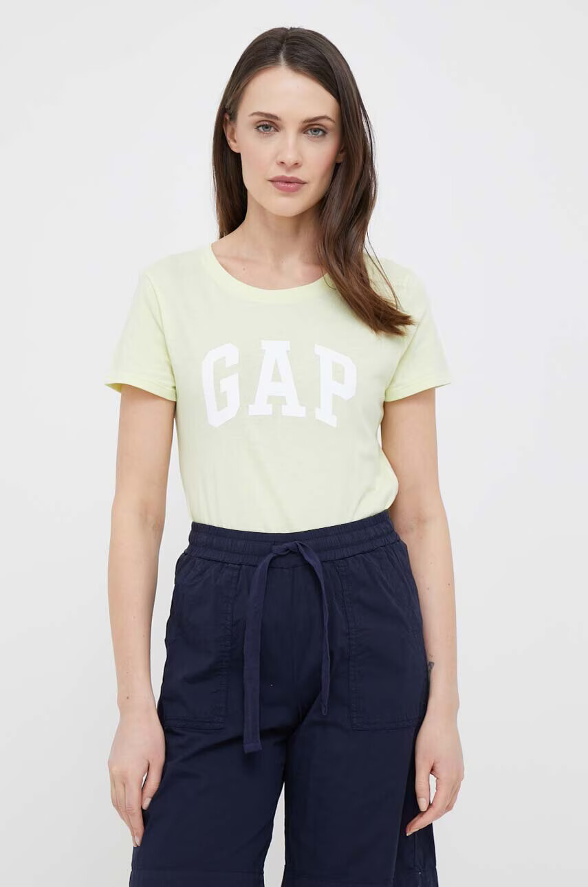 Gap Памучна тениска в жълто - Pepit.bg