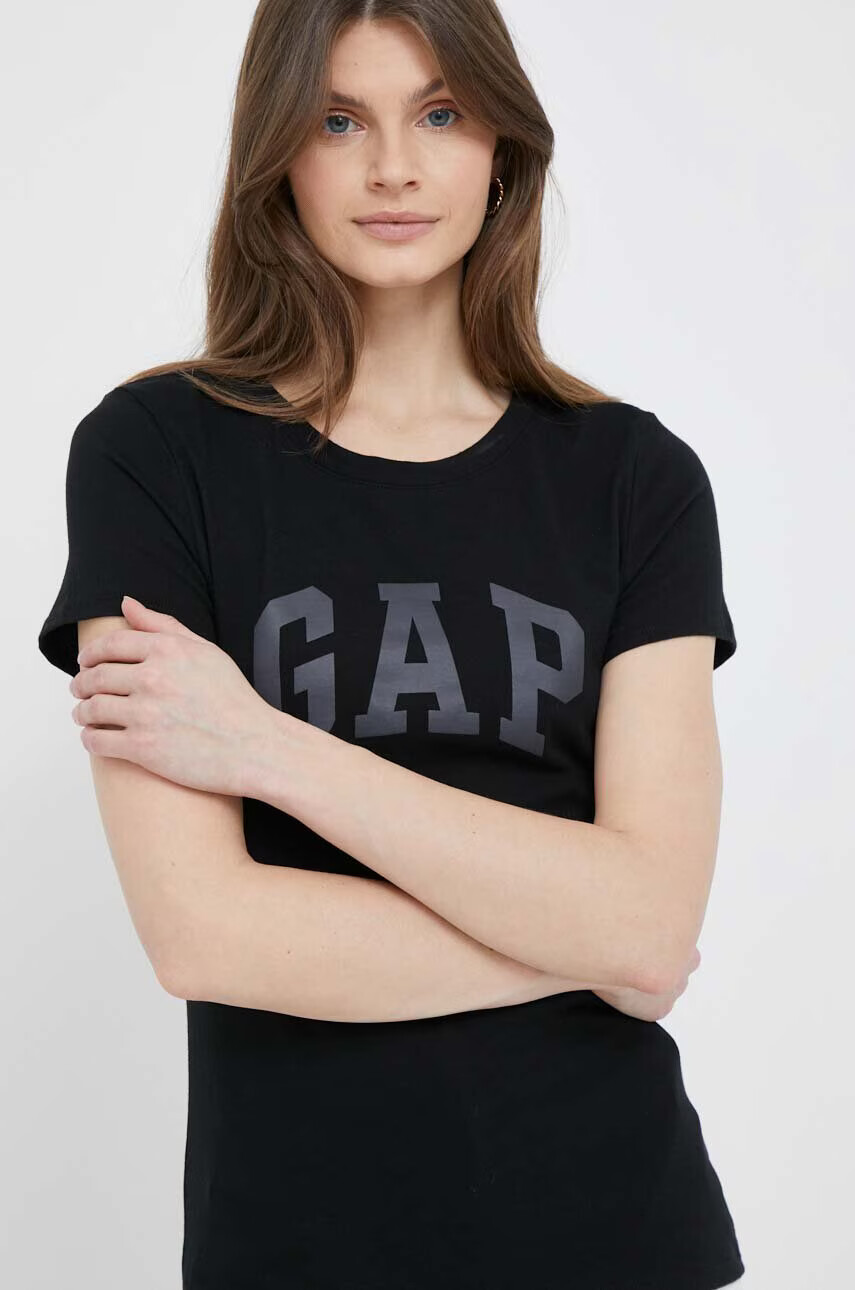 Gap Памучна тениска в черно - Pepit.bg