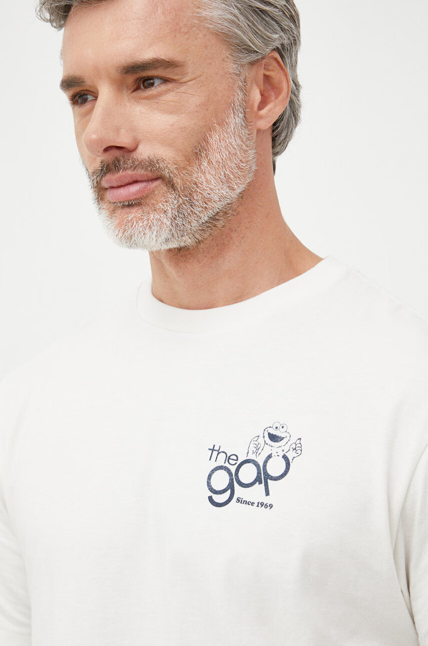 Gap Памучна тениска в бежово - Pepit.bg